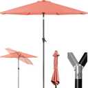 Tempera Patio Market Outdoor Table Umbrella with Push Button Tilt and Crank, Large Sun Umbrella with Sturdy Pole & Fade Resistant Canopy, Easy to Set (7.5 FT, Pink)