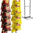 Chip Rack Display Stand, Potato Chip Display Rack with 24 Clips, 2 Row Chip Bag Holder for for Party Display, Snack Retail Display Rack Chip Stand Display for Countertop Store, Black