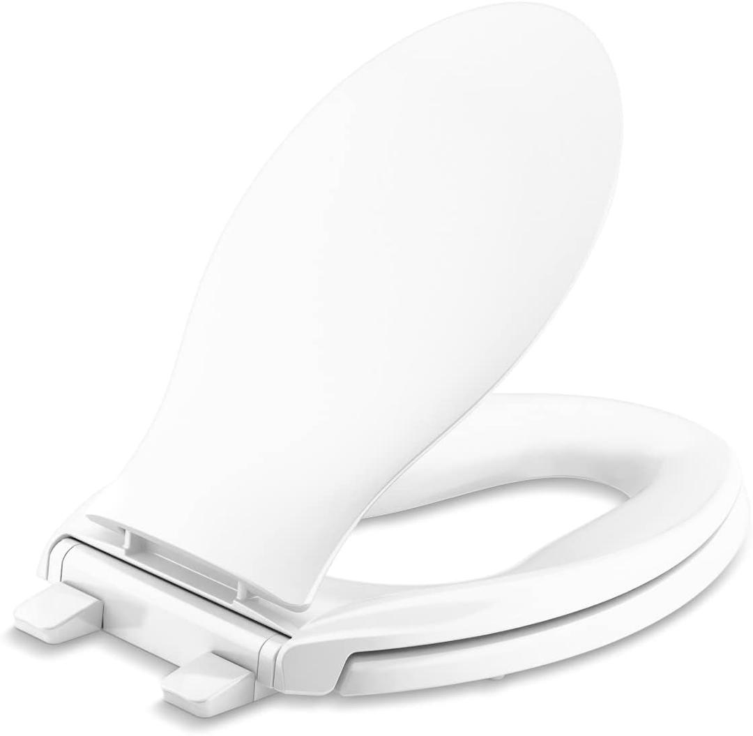 KOHLER K4732-RL-0 Transitions Elongated Toilet Seat Closed-Front with Integrated Child-Size Seat, Quiet-Close, and Grip-Tight Bumpers, White