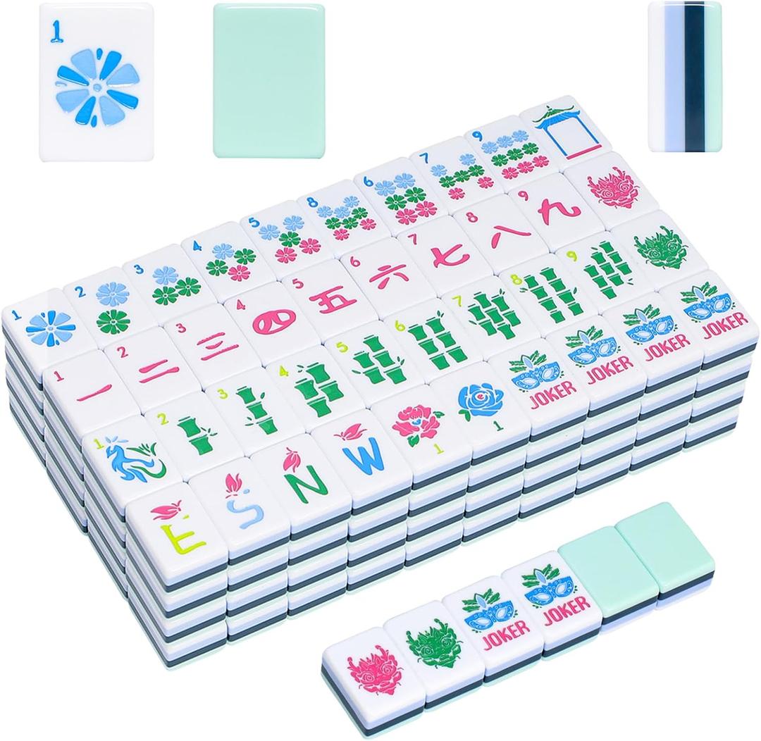 Jongyance American Mahjong Tile Set with160 Acrylic 4 Layer Engraved Mahjong Tiles, Mahjong Tiles Bag and Accessories
