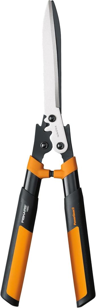 Fiskars 23-Inch Power-Lever Hedge Shears, Self-Sharpening Precision-Ground Steel Blades, For Trimming/Shaping Hedges and Shrubs in Your Garden, Lawn and Yard Tools, Black/Orange