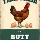Chicken Coop Accessories Metal Signs -Chicken Coop Tin Signs Farm Fresh Butt Nuggest 8x12 Inch (TPH355-US)