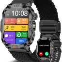 Smart Watch for Men Military Answer/Make Call 2.01″ Display 170+ Sports Modes Fitness Smart Watch IP68 Waterproof 30 Days Standby Smartwatch for Android iOS Black Extra Nylon Straps