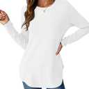 NORACORA Womens Long Sleeve Shirts Loose Tunic Tops Round Neck Lightweight Side Split Casual 2025 Trendy Basic Tshirts Blouse M