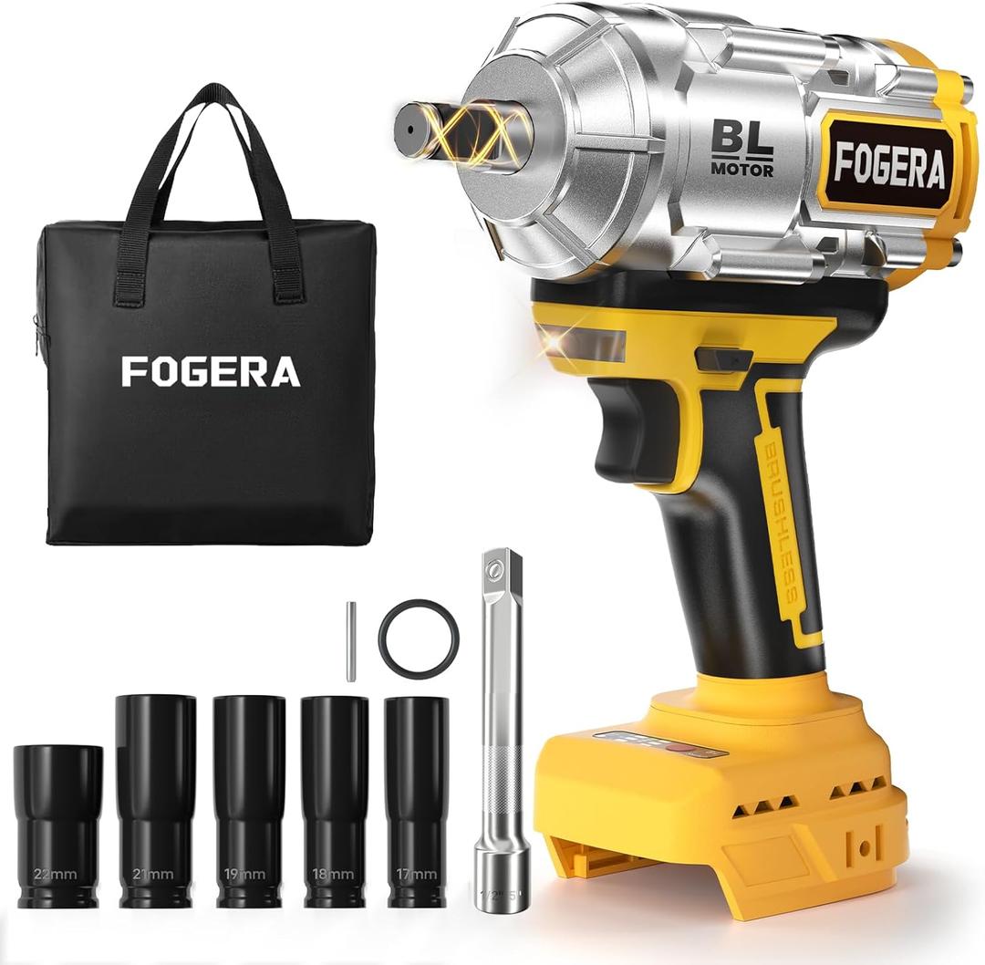 Cordless Impact Wrench 1/2 Inch - Compatible with Dewalt 20V Batteries, 1100 Ft-lbs (1500N.m) High Torque Impact Driver, Brushless Impact Gun with 3 Speed Modes & LED Light (Battery Not Included)