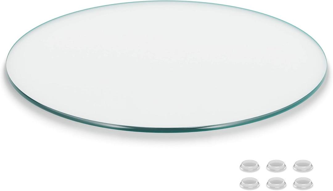 24 inch Round Glass Table Top - Clear Tempered Glass Surface Protector - Safe Pencil Polished Edge - Coffee, Dining and End Table 24 inch Round Glass Table Top - Clear Tempered Glass Surface Protector - Safe Pencil Polished Edge - Coffee, Dining and End Table