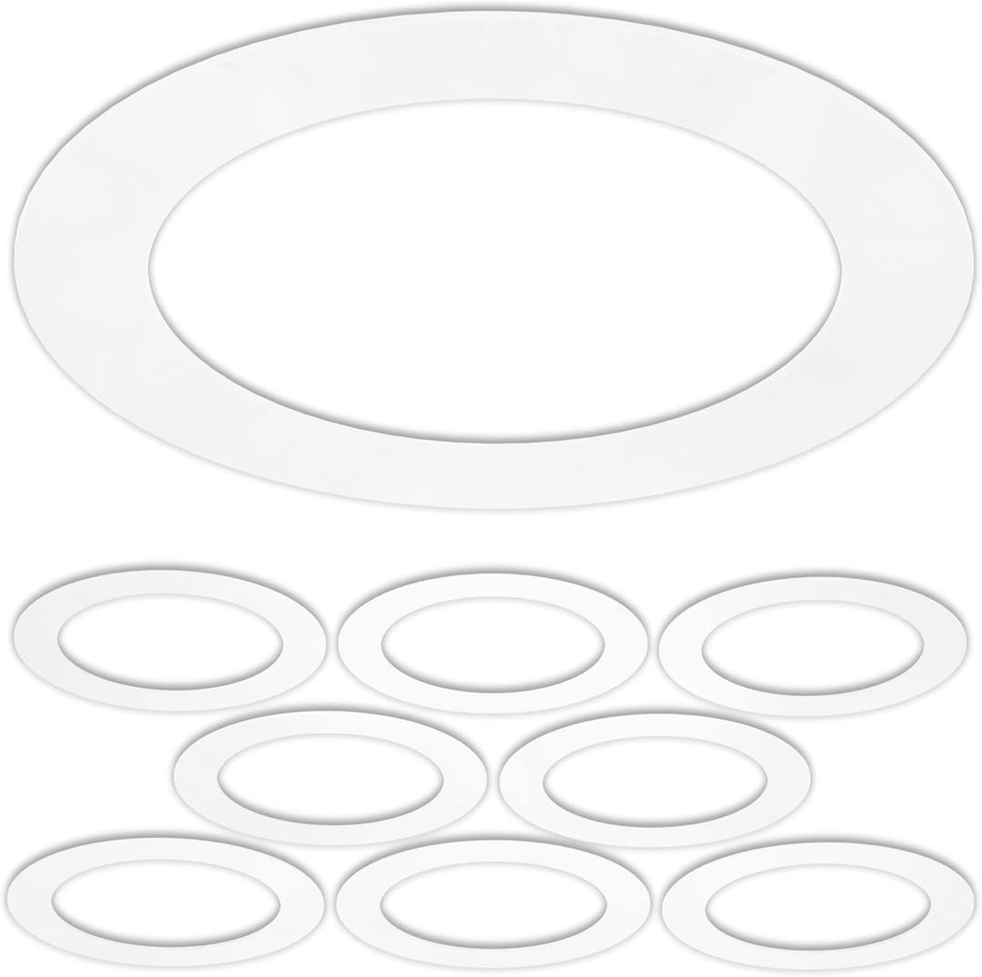8 Pack Gloss White Goof Trim Ring for 8" Inch Recessed Can Lighting Down Light, Outer Diameter 8.6 Inches, Inner Diameter 6.2 Inches