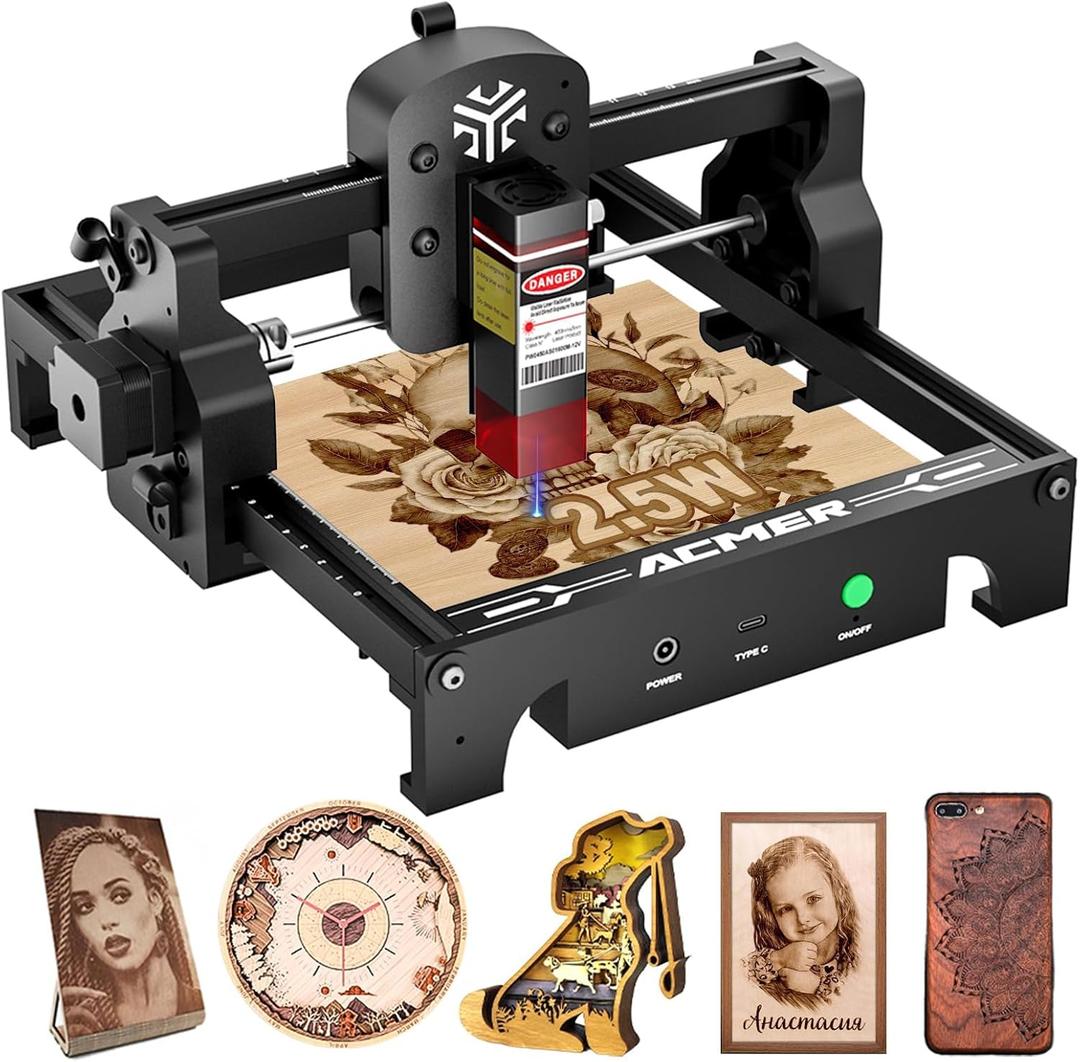 Laser Engraver Machine S1 Portable Laser Cutter and Engraver CNC Machine for DIY,Wood,Metal,Acrylic,Leather,etc. (S1 2.5W)