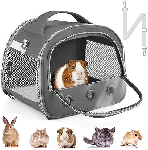 Bissap Guinea Pig Carrier Bag, Portable Small Animal Carrier Pouch for Hamster Chinchilla Rabbit Gerbil Hedgehog Sugar Glider Outgoing Travel Carrying Case - Grey