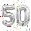 50th Birthday Decorations Men Slive 40 Inch Number 50 Balloon 50th Birthday Number 5 Balloon and Number 0 Balloon 50 Anniversary Balloons Decorations 50th Birthday Party Supplies for Women