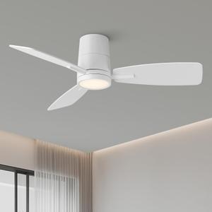 TALOYA Ceiling Fan with Lights and Remote Control 42 inch Multifunctional Quiet Fan with Three Color Temperature and High Brightness Light and Reversible Blades (White)