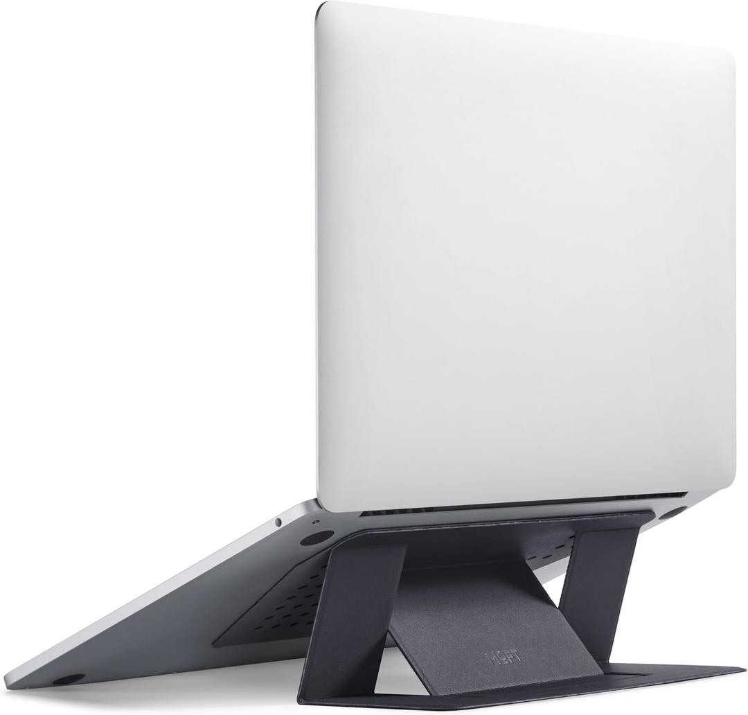 MOFT Laptop Stand for Desk, Adhesive MacBook Computer Stand with 2 Adjustable Viewing Angles, Foldable and Portable Laptop Riser Compatible with 11"-16" Laptops, Black(Adhesive Version)