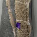 TOOHUB Fluffy Rug for Bedroom, 8X10Feet Stripe Checkered Rug Anti-Skid High Pile for Living Room Bedroom Kids Room Nursery, Dorm Home Decor (Beige/White)