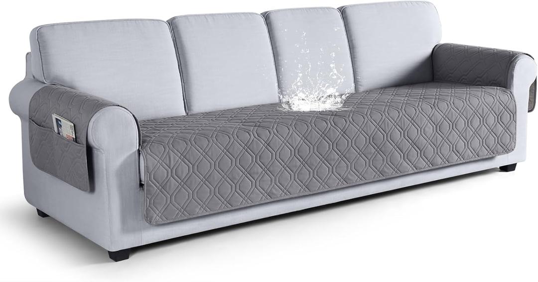VANSOFY Couch Cover, Waterproof Sofa Covers Washable Slipcover Furniture Protector Couch Seat Covers Non-Slip Couch Cover for Dogs, Pets(Oversized Sofa, Light Gray)