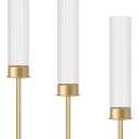 Gold Candle Holders Set of 3 Decorative Taper Candlestick Holders with Windproof Glass for Wedding Reception, Home Decor, and Holiday Centerpieces Elegant Heights of 14'', 16.5'', 18.8''