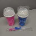 Slushie Cup, 2 Pack Slushy Maker Cup, Frozen Magic Squeeze Cups for Juice Milk Yogurt Ice Cream Make, DIY Smoothie Cooling Cup with Lid & Straw for Kids Friends Family (Blue+Pink)