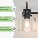 4 Lights Bathroom Vanity Light Fixtures, Matte Black Traditional Classic Vanity Light with Clear Glass, Bathroom Lighting Fixtures Over Mirror