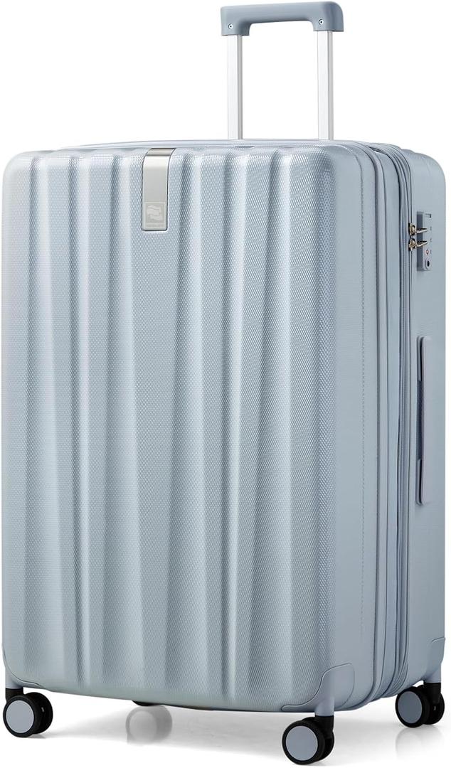 Hanke 29 Inch Expandable Checked Luggage Lightweight PC Hard Shell Luggage Suitcases with Wheels Travel Luggage Rolling Large Suitcase Travel Luggage Bag for Study Abroad, (Gray)