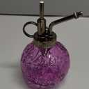 Hniuyun Glass Plant Mister Spray Bottle, 6.5inch Tall Vintage Round Spritzer with Bronze Plastic Top Pump for Watering Your Garden (Purple)