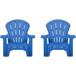 Little Tikes Kids Garden Chair 2 Pack in Blue, Outdoor Toddler Activity Adirondack Chairs for Picnic, Garden, Patio, Backyard & Beach, Outdoor Chair Set