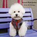 Small Dog Fleece Plaid Coat, Soft Comfortable Sweaters Winter Jacket Warm Vest Clothes for Puppy Chihuahua Poodle Yorkie Pomeranian (Coffee&Red, M)