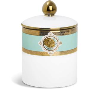 fanquare Small Porcelain Canister, Luxury Gold and Green Printing Decorative Jar, Normal Size Ceramic Container for Sugar, Tea, Coffee, Countertop