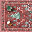 Christmas 3x5 Red Area Rug Santa Xmas Tree Holiday Decor Entryway Doormat Washable Non Slip Soft Low Pile Lightweight Mat for Living Room Bedroom Dining Room Bathroom