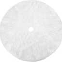 Konsait Plush Christmas Tree Skirt - Round Snow White Xmas Tree Mat Base Cover for Holiday Home Decorations,35Inch/90CM