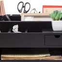 Wood Desk Drawer Organizers with File Organizer Pen holder Office Decor combo for Desk Organization Home can arrange office supplies such as calculators scissors pens note papers, etc. (black)