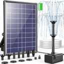 Antfraer Solar Fountain Pump Built-in 3000mAh Battery, 8W Solar Powered Bird Bath Fountain, Solar Water Pump for Bird Bath with Dry-Run Protection & 8 Nozzles & Tubing for Bird Bath Pond Fish Tank
