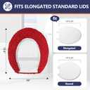 Luxury Soft Microfiber Toilet Lid Cover Machine Washable Solid Toilet Seat Cover 17.5" x 15" Adjustable Rubber Backing Fits Most 16-17.5" L x 14-16" W Round Oblong and Elongated Toilet Seat