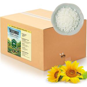 Beeswax Pellets for Candle Making 5lb/10lb/20lb Natural Beeswax for Candles, Lip Balms, and Skincare White Beeswax for DIY Projects Ideal for Beginners and Experts20lb
