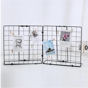 Photo Display Rack, Note Display Rack, Double-sided Photo Metal Rack, Suitable for Use As a Home Desk Photo Organizer, With 20 Wooden Clips, Black