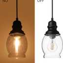 WILON Pendant Lights for Kitchen Island, Seeded Glass Mini Pendant Light Fixtures Farmhouse Pendant Lighting Metal Black Pendant Light Over Kitchen Island Sink Dining Table