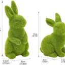 Easter Bunny Decorative Ornament Garden Decoration Artificial Green Moss Rabbit Sculpture Easter Decoration Party Gifts Baking Table and Home Decoration (Small 2PCS Standing+Sitting)
