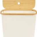 US Toilet Paper Basket Oxford Cloth Toilet Paper Organizer with Wood Lid Foldable Toilet Paper Holder Basket Large Capacity Toilet Paper Bin for Bathroom Sink(White)