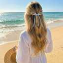 2 x 12 Pcs Satin Pearl Bow Hair Clips, Non-Slip Duckbill Barrettes for Women Girls for Weddings Parties Daily Use