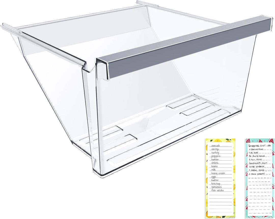 UPGRADED W11162446 Refrigerator Crisper Drawer Compatible with Whirlpool Refrigerator Drawer W11162446 Whirlpool Crisper Drawer Replacement Parts WRS325SDHZ08 WRS321SDHZ01 WRS315SDHM08 Fridge Drawer