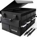 HOTOR Car Trunk Organizer - Foldable Trunk Organizer for SUV, Car Storage with Reflective Strips & Securing Cover, Large Capacity Car Accessories for Truck, Van & Sedan, Black, 22.1" x 12.6" x 11.0"