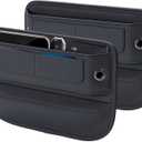 Universal Fit Premium Leather Car Seat Gap Filler Organizer, Center Console Organizer with Card Slots for Car Suv Truck (Black, 2 Pack)