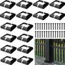 Tandefio 16 Pcs 4x4" Metal Post Skirt with Screw, Split Style Post Skirt Sleeves Base Cover, Porch Columns Wraps Glossy Black Base for Fence Stair Wood Hand and Stair Rails (Internal Size 3.5 x 3.5")