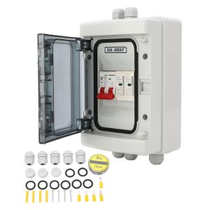 HA 4WAY Solar Circuit Breaker, Photovoltaic DC Isolation Switch, IP65 Water Proof Box, Heat Resistant Distribution Box for Outdoor (32A)