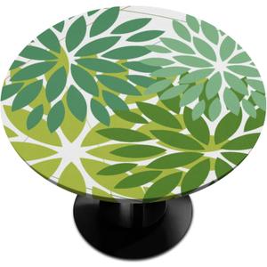 Dark Light Green Round Fitted Tablecloth Elastic Edged Floral Table Cover Waterproof Wipeable Table Cloth Tablecloth Fits Tables up to 45"-56"