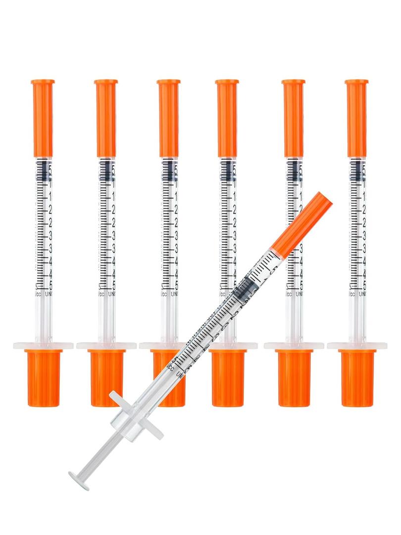 0.5ml Syringe with Cap 31G 5/16-inch 8mm Lab Syring, Pack of 100, Disposable 0.5cc 31 Gauge Individual Package