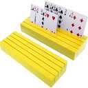 2 x Playing Card Holders Deck Stand, Play Cards Holder for Kids or Elder People, Hands-Free Wood Holder Racks,Tray for Organizing Cards (2 Pack-Yellow)