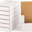 50 Pack 9x6x1.3 inch Small Shipping Boxes, Multi-Depth Flat Cardboard Boxes with Fragile Stickers for DVD Shipping, Packing, Moving, Storage, White