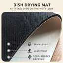 Dish Drying Mat Absorbent Floral Coffee Mat Rubber Backed Soft Silicone Bird Kitchen Dish Draining Mat for Kitchen Bathroom Coffee Bar (Light Blue, 12 x 16 Inches)