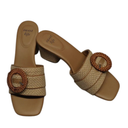 Women's Braided High Heel Sandals - Slip-On Summer Shoes with Block Heel, Dopamine Style Beach Wedding Sandals for Women, Size 8.5 