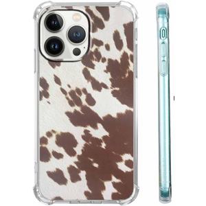 Case for iPhone 14 Pro Max with Cowhide Pattern,Farm Animal Retro Western Cattle Desgin,Trendy Soft TPU Bumper Phone Cover(14pm,Leather)