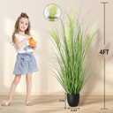 4ft/47in 2-Pack Artificial Plants Outdoor Indoor,Fake Onion Grass In Pot